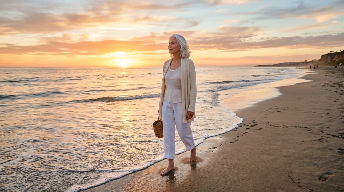 Walking at sunset — her favorite time of day
