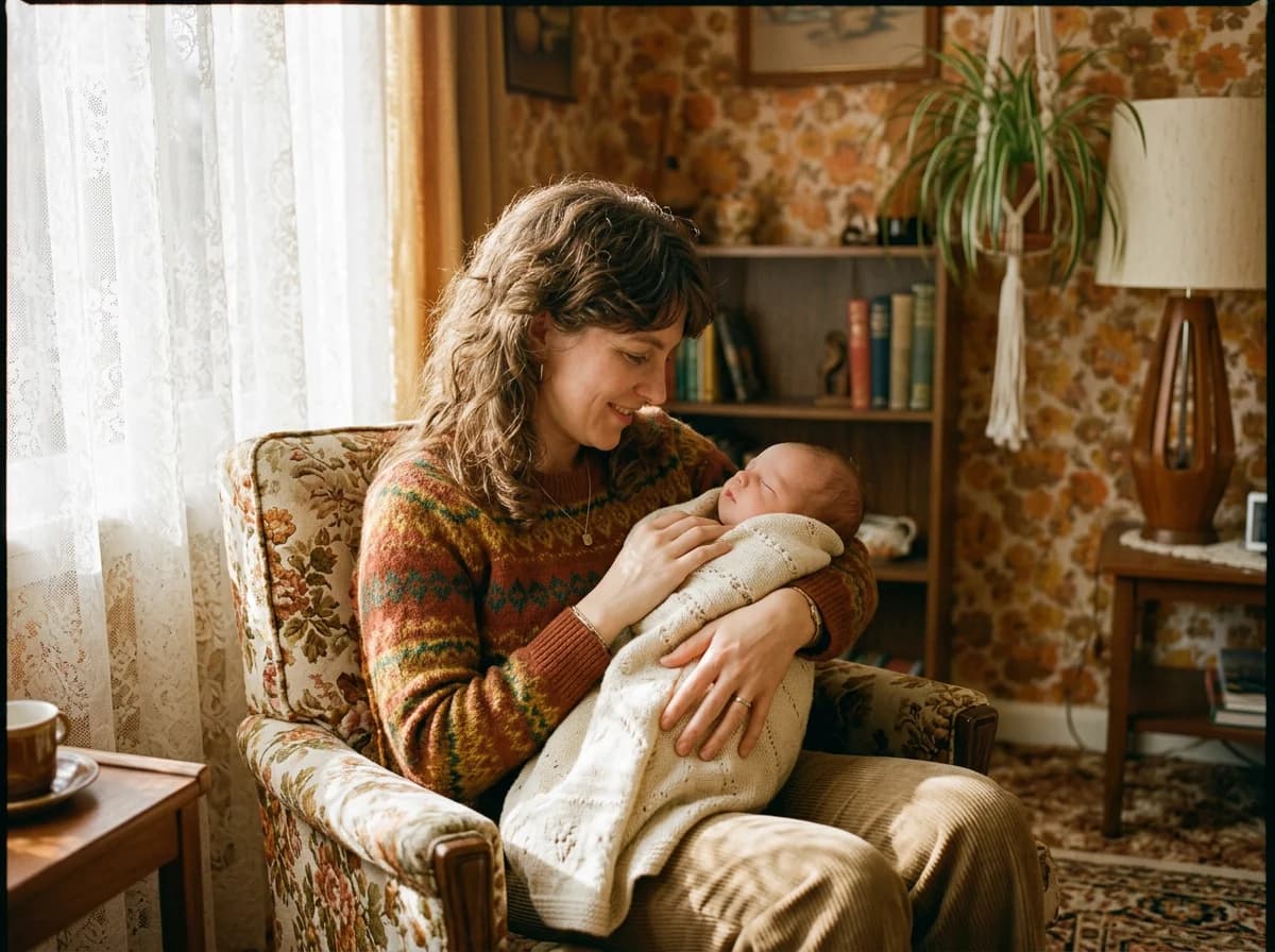 A young mother, holding what mattered most